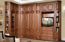 Living room walls made of wood photo