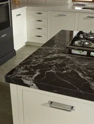 Ошхона бо акси countertop мармар сиёҳ