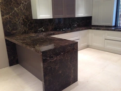 Ошхона бо акси countertop мармар сиёҳ