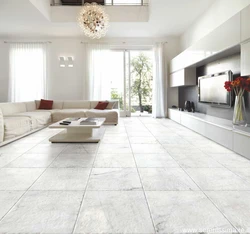 Porcelain tile floor photo in a white kitchen