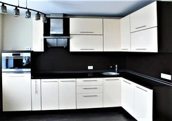 Dark kitchens with white facades photo