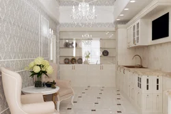 Light tiles in the kitchen interior photo