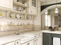 Tiles with flowers in the kitchen photo