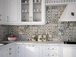 Tiles with flowers in the kitchen photo