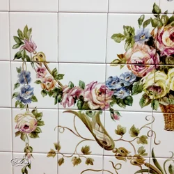 Tiles with flowers in the kitchen photo