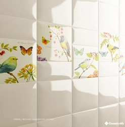 Tiles with flowers in the kitchen photo