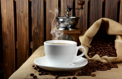Photo of kitchen and coffee on the table