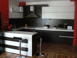 Gray Kitchen With Breakfast Bar Photo