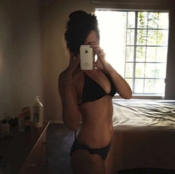 Photo in black lingerie in the bathroom