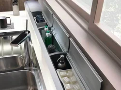 Cabinet on the countertop in the kitchen photo