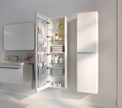 Tall cabinet in the bathroom photo