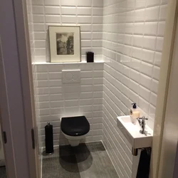 Tiles in the bathroom with photo installation