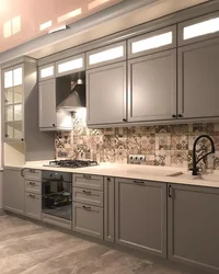 Gray Kitchen With Brown Apron Photo