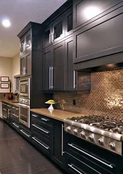 Gray kitchen with brown apron photo