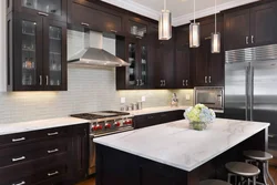 Gray kitchen with brown apron photo