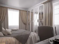 Gray beige curtains for the bedroom photo