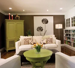 Green flowers in the living room interior photo