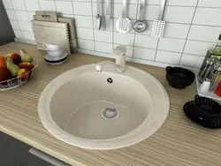 Round artificial kitchen sinks photo