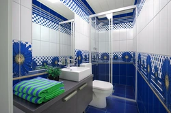 Blue bathroom tiles photo