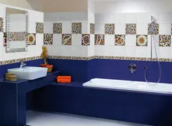 Blue bathroom tiles photo