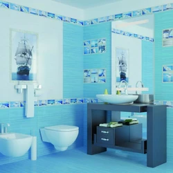 Blue bathroom tiles photo