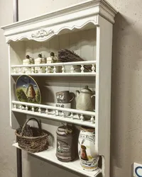 Shelves for dishes in the kitchen photo