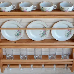 Shelves for dishes in the kitchen photo