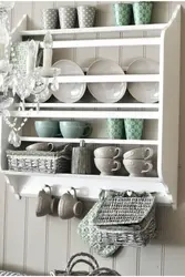 Shelves for dishes in the kitchen photo