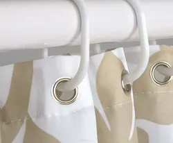 Photo of curtain rings in the bathroom