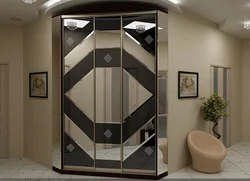 White corner cabinets in the hallway photo