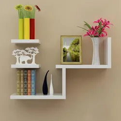 Flower shelves in the bedroom photo