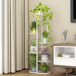 Flower shelves in the bedroom photo