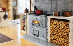 Wood-burning kitchen stove photo