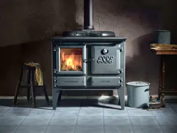 Wood-burning kitchen stove photo