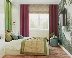 Curtains for gray-green bedroom photo