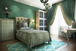 Curtains for gray-green bedroom photo