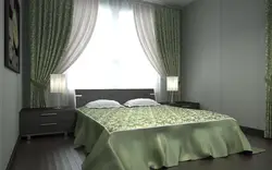Curtains for gray-green bedroom photo