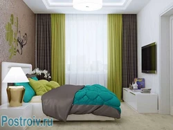 Curtains for gray-green bedroom photo