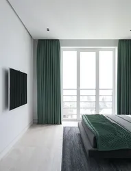 Curtains for gray-green bedroom photo