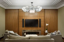 Wallpaper with panels in the living room photo