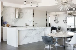 White marble tiles in the kitchen photo