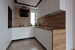 White kitchen with dark wood photo