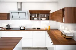 White Kitchen With Dark Wood Photo