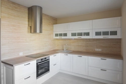 White kitchen with dark wood photo