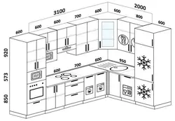 Фото Өлшемдері Бар Ақ Бұрыштық Асүйлер