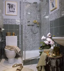 Shower in the bathroom photo with flowers