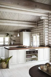 Hood for the kitchen of a wooden house photo