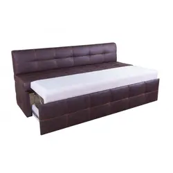 Narrow sofa with sleeping place photo