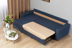 Narrow sofa with sleeping place photo
