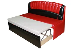 Narrow sofa with sleeping place photo